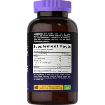 Carlyle Melatonin Gummies 10mg | 180 Count | Adult Drug Free Aid | Berry Flavor | Vegan, Non-GMO, Gluten Free Supplement
