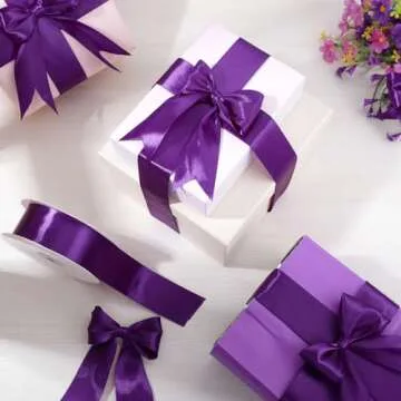 Purple Satin Ribbon 60 Yards for Gifts and Crafts