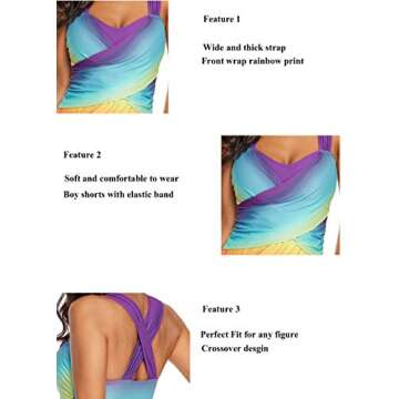 HUUSA Womens Tankini Swimsuits Two Piece Color Block Swimdress Bathing Suit Beach Wear Swimwear with Boyshorts