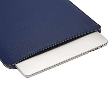 Comfyable Laptop Sleeve 13 Inch Precisely Compatible with MacBook Pro M2 2022 M1 2020-2016 & Mac Air M3 2024 M2 2022 M1 2020, Not Fit Old Versioned MBA/MBP, Faux Leather Cover Case, Midnight Blue