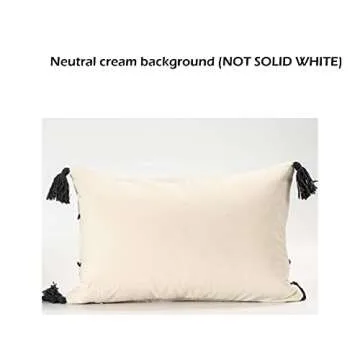 EIGRAMSET Bigcozy Boho Lumbar Pillow Cover Tassel, Farmhouse Small Cream Decorative, Modern Moroccan Accent Tribal Cotton Woven Pillow Case, 12"x20" (Yellowy Cream), Beige, jjcover1113-beige-30x50