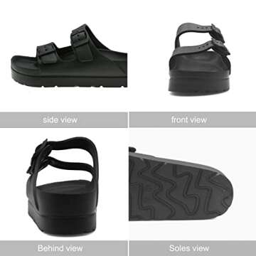 Women Adjustable Double Buckles Platform Sandals, Women's Casual Sandals with Arch Support, Summer E...
