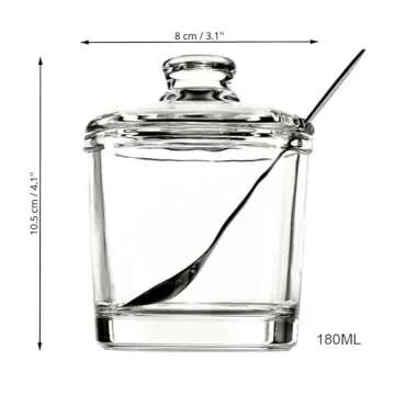 Telotela 2 Pieces Classic Clear Glass Sugar Bowl with Lid Serving Spoon Salt Pot Pepper Storage Jar ...