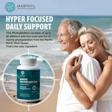 MARPHYL Marine Phytoplankton Wild Multi Species Natural Supplement - 150 mg per Capsule - Organic - 30 Vegan Capsules - from Vancouver Island, Canada
