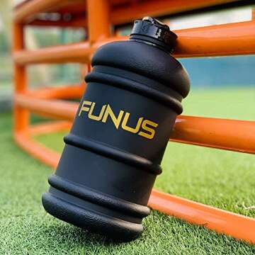 FUNUS Big Water Bottle BPA Free Half Gallon Water Bottle Jug Reusable Water Bottle for Men Women Fitness Sport Gym Outdoor Climbing (Black, 2.2L)