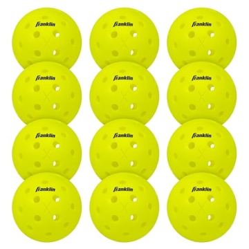 Franklin Sports Outdoor - X-40 Pickleball Balls - USA (USAPA) Approved - 12 Pack Outside - Optic Yel...