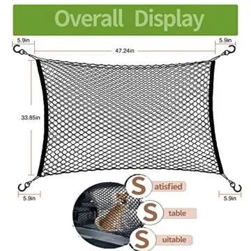 Car Dog Barrier Net, Hook Up Elastic Envelope Luggage Net (47.24" x 33.85") Dual Layer Safety Net fo...