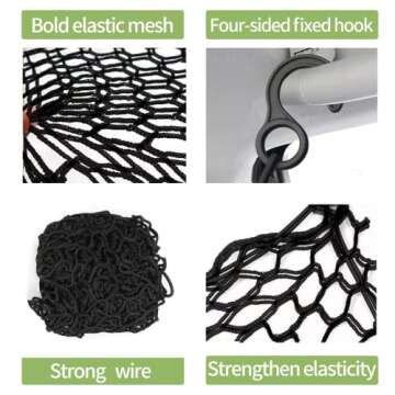 Car Dog Barrier Net, Hook Up Elastic Envelope Luggage Net (47.24" x 33.85") Dual Layer Safety Net for Pet Dog Vehicle Universal Mesh Barrier Guard Blocks Access to Car Front Seats Organiser Bag
