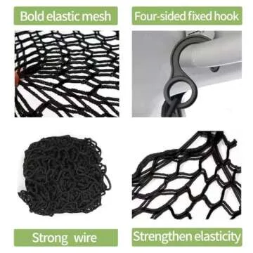 Car Dog Barrier Net, Hook Up Elastic Envelope Luggage Net (47.24" x 33.85") Dual Layer Safety Net for Pet Dog Vehicle Universal Mesh Barrier Guard Blocks Access to Car Front Seats Organiser Bag