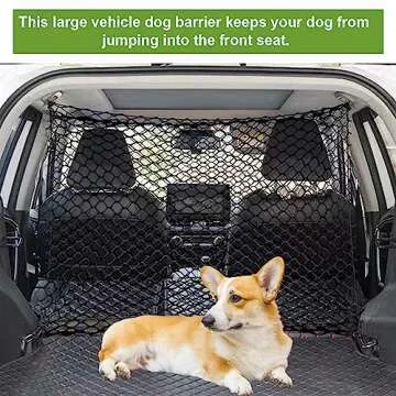 Car Dog Barrier Net, Hook Up Elastic Envelope Luggage Net (47.24" x 33.85") Dual Layer Safety Net for Pet Dog Vehicle Universal Mesh Barrier Guard Blocks Access to Car Front Seats Organiser Bag