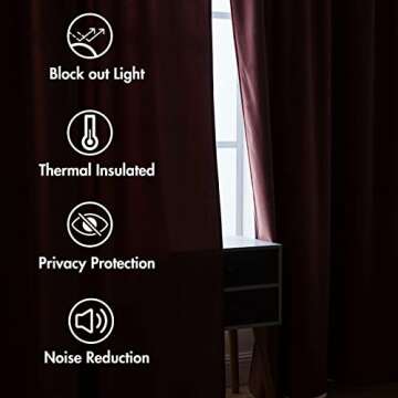 MIULEE Velvet Curtains 96 inches 2 Panels - Luxury Blackout Curtains for Bedroom Living Room Thermal Insulated Super Soft Window Drapes Rod Pocket & Back Tab, Dusty Rose Pink, W52 x L96 inches