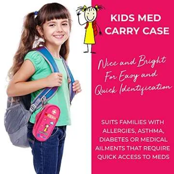 PracMedic Bags Epipen Carry Case Kids- Insulated, holds 2 Epi Pens or Auvi Q, Antihistamine. Inhaler, Nasal Spray, Eye Drops, Allergy Medicine- Medical Carrying Case for Emergencies (Pink)
