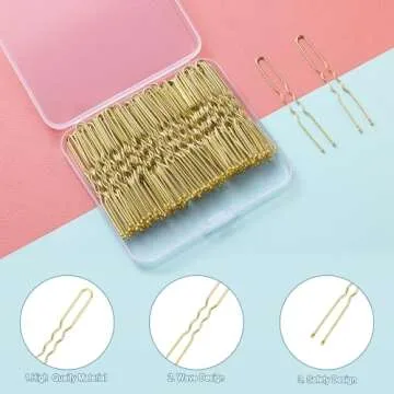 U Shaped Hair Pins,TsMADDTs 100 Pcs Blonde Bun Hair Pins for Women Girls with Box (Golden 2.4 inch)