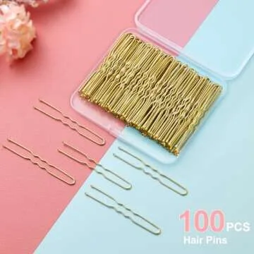 U Shaped Hair Pins,TsMADDTs 100 Pcs Blonde Bun Hair Pins for Women Girls with Box (Golden 2.4 inch)
