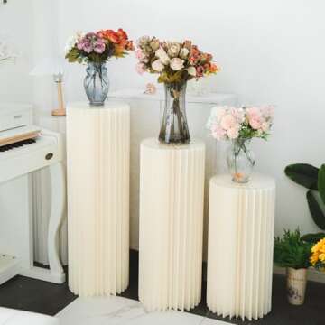 GENMOUS 3PCS Large Cylinder Stands for Party, Cardboard Cylinder Tables Cake Stands for Wedding Dess...