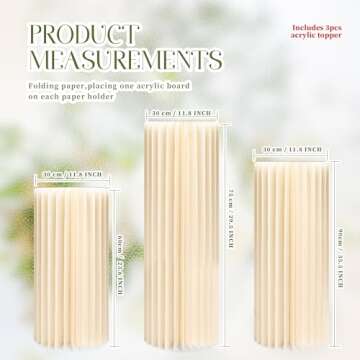 GENMOUS 3PCS Large Cylinder Stands for Party, Cardboard Cylinder Tables Cake Stands for Wedding Dessert Table Display, Round Cylinder Pedestal Stands for Birthday Babyshower Event Centerpieces Decor