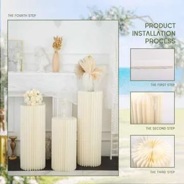 GENMOUS 3PCS Large Cylinder Stands for Party, Cardboard Cylinder Tables Cake Stands for Wedding Dessert Table Display, Round Cylinder Pedestal Stands for Birthday Babyshower Event Centerpieces Decor