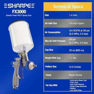 Graco-Sharpe 288880 HVLP FX3000 Paint Spray Gun, 1.4 mm