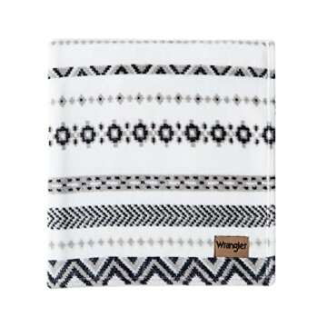 Wrangler - Throw Blanket, Soft Plush Fleece Bedding, Western Decor for Bed or Couch (Diamond Trail Black, 50" x 70")