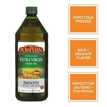 Pompeian Smooth Extra Virgin Olive Oil, Contains Polyphenols, First Cold Pressed, Mild and Delicate ...