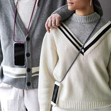 NOK Crossbody Phone Case for iPhone 12 Pro Max, 6.7 inch - Mobile Neck Holder Phone Case with Strap - Lanyard Phone Holder - Phone Necklace (Grey)