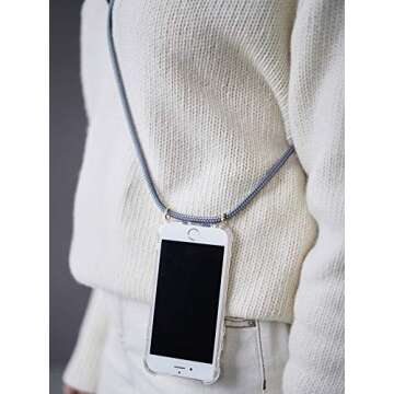 NOK Crossbody Phone Case for iPhone 12 Pro Max, 6.7 inch - Mobile Neck Holder Phone Case with Strap - Lanyard Phone Holder - Phone Necklace (Grey)