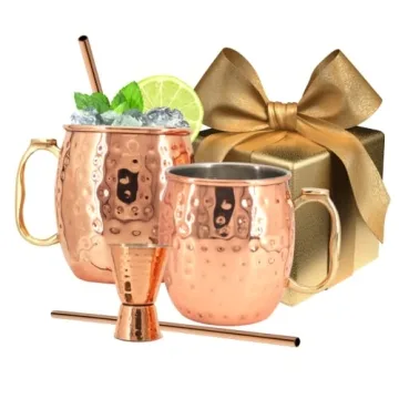 Kitchen Science Moscow Mule Mugs Gift Set for Entertaining