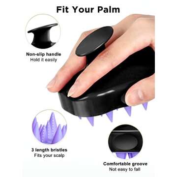HEETA Scalp Massager Shampoo Brush, Hair Scalp Scrubber with Soft Silicone Bristle for Hair Growth, Upgraded Scalp Brush for Dandruff, Scalp Exfoliator for Women Men Pet Wet Dry Hair (Black)