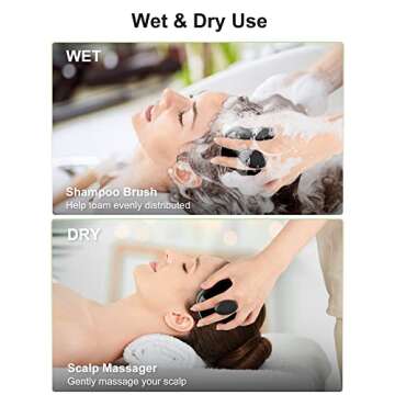 HEETA Scalp Massager Shampoo Brush, Hair Scalp Scrubber with Soft Silicone Bristle for Hair Growth, Upgraded Scalp Brush for Dandruff, Scalp Exfoliator for Women Men Pet Wet Dry Hair (Black)