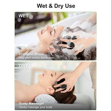 HEETA Scalp Massager Shampoo Brush, Hair Scalp Scrubber with Soft Silicone Bristle for Hair Growth, Upgraded Scalp Brush for Dandruff, Scalp Exfoliator for Women Men Pet Wet Dry Hair (Black)