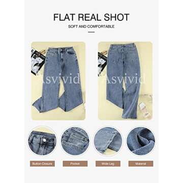 Asvivid Women High Waisted Flare Jeans - Trendy Blue Denim