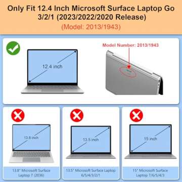 Fintie Case for 12.4 Inch Microsoft Surface Laptop Go 3/2/1 (2023/2022/2020) Model: 2013 1943 - Prot...