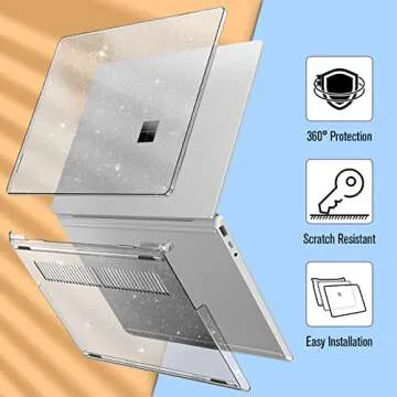 Fintie Case for 12.4 Inch Microsoft Surface Laptop Go 3/2/1 (2023/2022/2020) Model: 2013 1943 - Protective Snap On Hard Shell Cover, Glittering Clear