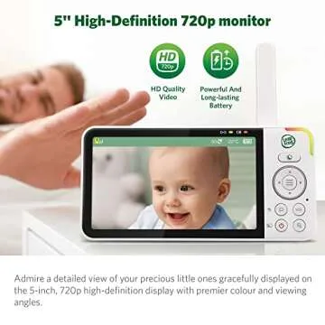 LeapFrog LF925HD Baby Monitor with Camera and Audio,1080p WiFi Remote Access Baby Monitor, 360° Pan & Tilt Camera, 8X Zoom, 5” 720p HD Display, Color Night Light &Vision, Two-Way Talk