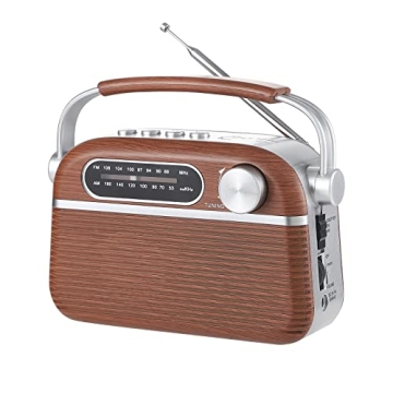 ONGTEED Portable Retro AM FM Radio Bluetooth Speaker - USB & MP3 Player, D Battery Operated