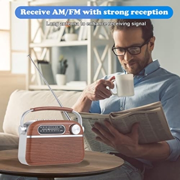 ONGTEED Portable Retro Bluetooth Radio for All Ages