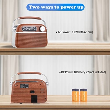 ONGTEED Portable Retro Bluetooth Radio for All Ages