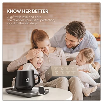 ikago Smart Heated Coffee Mug Warmer & Mug Set - Heated Mug Warmer with Auto Shut Off, 1°F Precise Temperature Control Mug Warmer, Electric Coffee Mug Warmer for Desk, Birthday Gifts for Women and Men