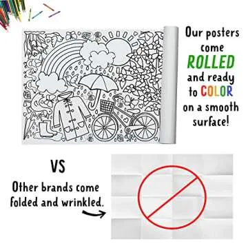 Tiny Expressions Spring Coloring Poster for Kids, Springtime Fun - Rolled, No Creases 30" x 72" Giant Coloring Tablecloth to Color On, Garden Theme - Spring Crafts for Kids