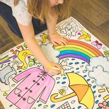 Tiny Expressions Spring Coloring Poster for Kids, Springtime Fun - Rolled, No Creases 30" x 72" Giant Coloring Tablecloth to Color On, Garden Theme - Spring Crafts for Kids