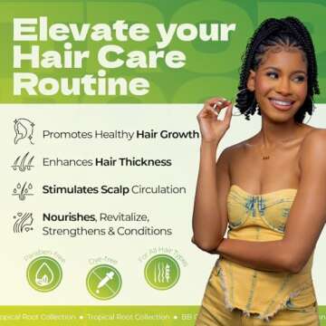 Bronner Bros Tropical Roots Jamaican Black Castor Oil with Rosemary Oil for Healthy Hair Growth - Deeply Nourishes, Strengthens, Soothes & Revitalizes Hair & Scalp - Adds Moisture & Shine - 5oz