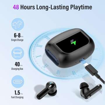 Premium Wireless Earbuds with Touch Screen & 48H Play
