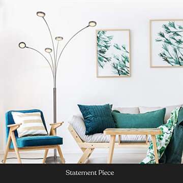 Brightech Orion Arc Floor Lamp for Living Room, Tree Floor Lamp with 5 Adjustable Arms, Multi-Head S...
