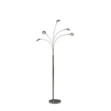 Brightech Orion Arc Floor Lamp for Living Room, Tree Floor Lamp with 5 Adjustable Arms, Multi-Head Standing Lamp with Flexible Rotating LEDs for Bedroom, Dorm - Bright Hanging Lighting - Satin Nickel