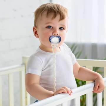 FENICAL 10 Pieces Pacifier Silicone Adapter Rings Baby Holder and Clip MAM-Compatible (Soft &Transparent)