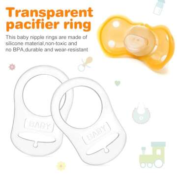 FENICAL 10 Pieces Pacifier Silicone Adapter Rings Baby Holder and Clip MAM-Compatible (Soft &Transparent)