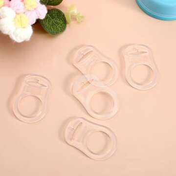 FENICAL 10 Pieces Pacifier Silicone Adapter Rings Baby Holder and Clip MAM-Compatible (Soft &Transparent)
