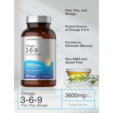 Horbäach Triple Omega 3-6-9 240 Softgels | from Fish, Flaxseed, Borage Oils | Non-GMO & Gluten Free