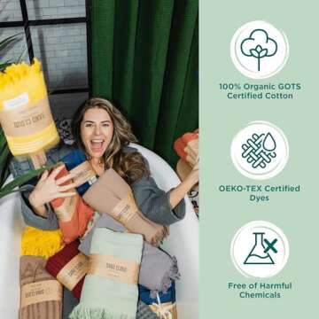 Sand Cloud Turkish Bath Towels Bundle for Bathroom, Set of 4 (Terra Ivory) - Large Size - 100% Certified Organic Cotton Yarn is Lightweight, Soft & Absorbent - Premium Bath & Hand Towels Dry Faster