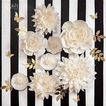 Paper Leaves Set Decor Flower Golden Decorations for Decals Family Tree Photo Wall Crafts Leaf Glitter Butterfly Spring Baby Shower Backdrop Nursery 16pcs